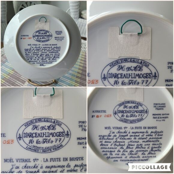 Limoges France Christmas Stained Glass Porcelain Plate Flight Into Egypt 1975 - Picture 10 of 10